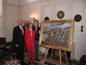 Senator Ford, Betsy Daugherty, who presented the painting on behalf of her husband, Fred, and artist R.T. Foster.