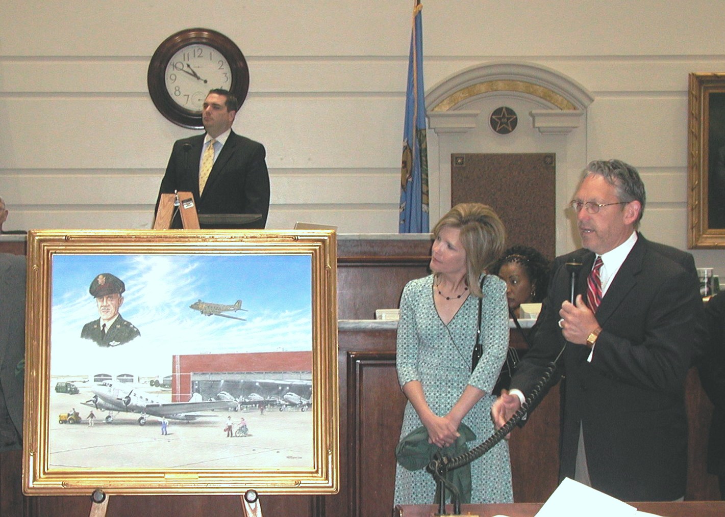 Senator Cliff and DeeAnn Aldridge at unveiling of Tinker Field painting at State Capitol.