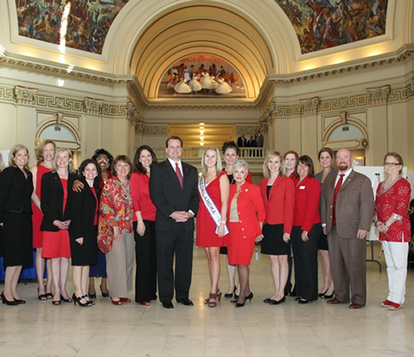 Members of the House and Senate along with other Capitol staff joined Lt. Gov. Todd Lamb in showing their support of the American Heart Association’s Go Red for Women Day at the State Capitol. 