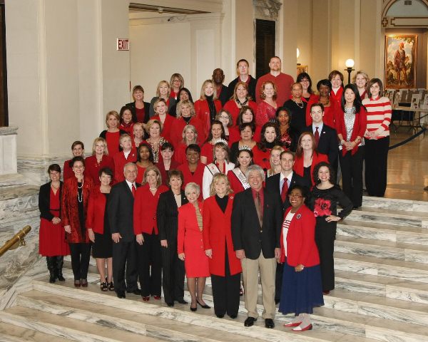 Gov. Mary Fallin, Secretary of Veterans Affairs Rita Aragon, House and Senate members along with various other state officials joined together Thursday to help raise awareness of Go Red for Women week in Oklahoma.  