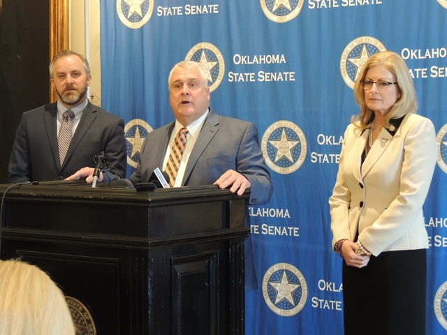 Senate Pro Tem Mike Schulz comments on Governor's State of the State address Monday afternoon alongside Majority Floor Leader Greg Treat and Appropriations Chair Kim David.