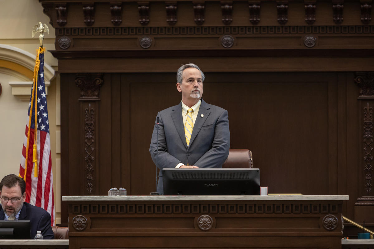 Sen. Bill Coleman, R-Ponca City, presiding over the Senate. 