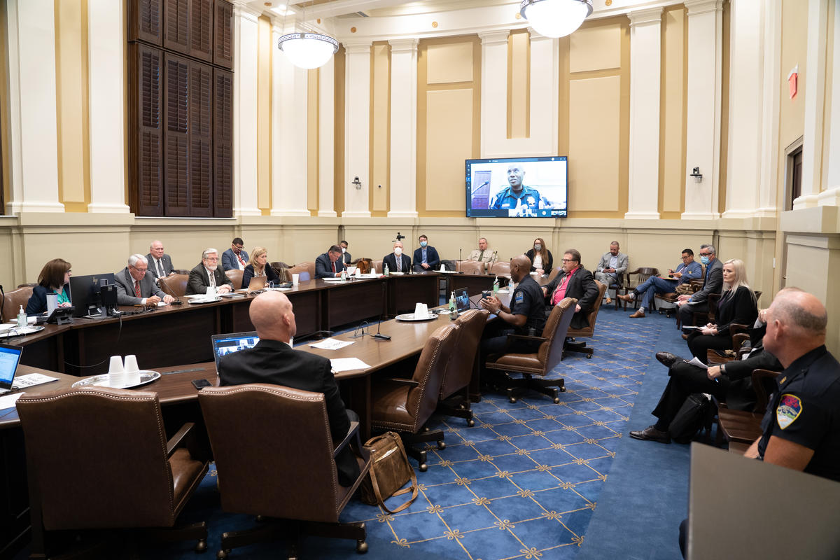 Tulsa Police Chief Wendell Franklin speaks before the Senate Public Safety Committee Thursday.