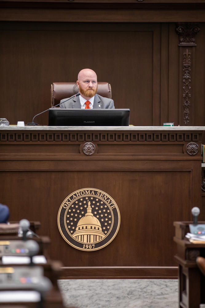 Sen. Brent Howard, R-Altus, presiding over the Senate. 