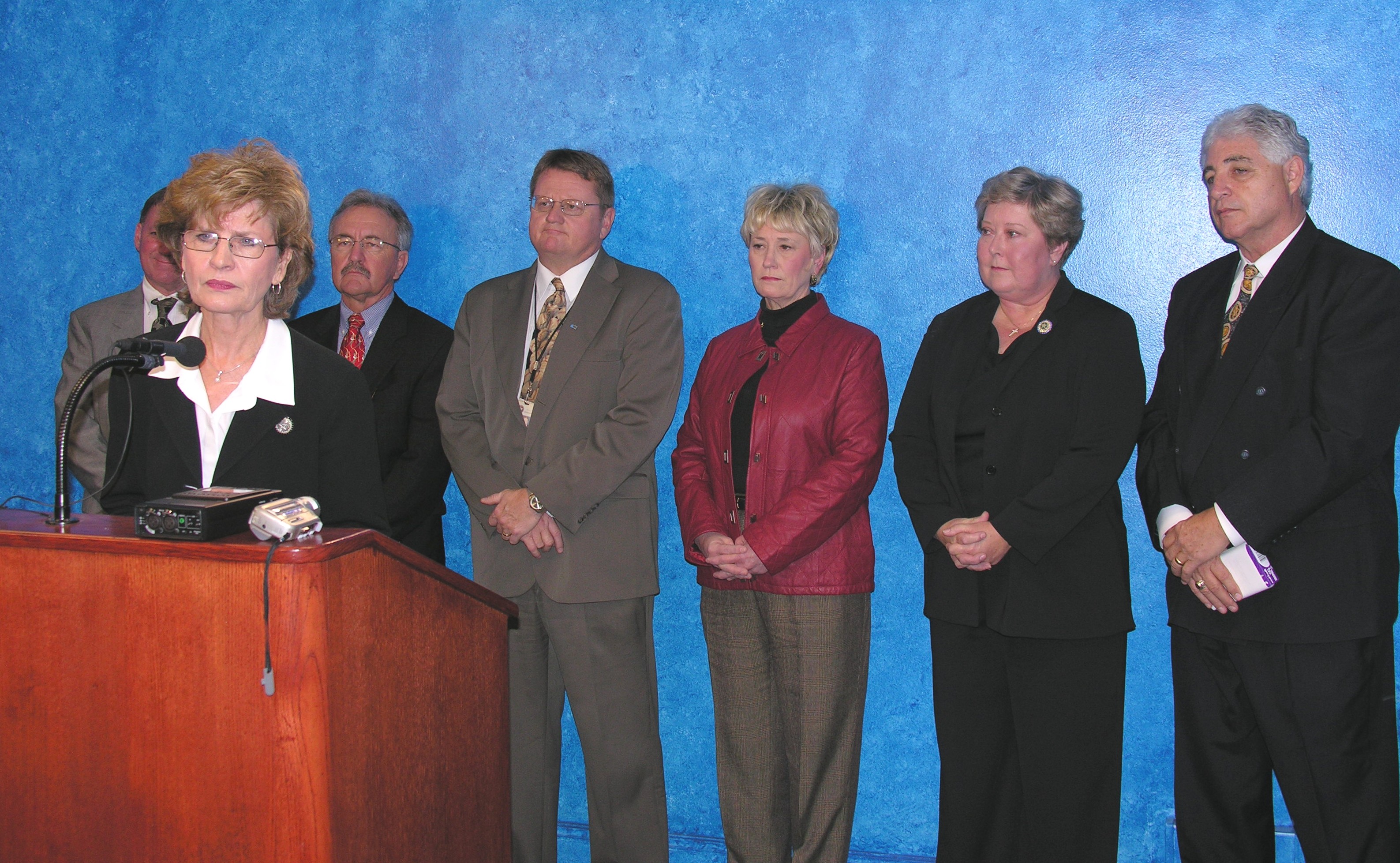 Senator Daisy Lawler, Jack Carson, Communications Director at the Department of Agriculture, Agriculture Secretary Terry Peach, Oklahoma Department of Emergency Management Director Albert Ashwood, Stephens County Sheriff Jimmie Bruner, House Democratic L