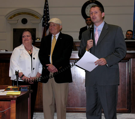Verda and Tommy Beavors honored by Sen. Kenneth Corn.