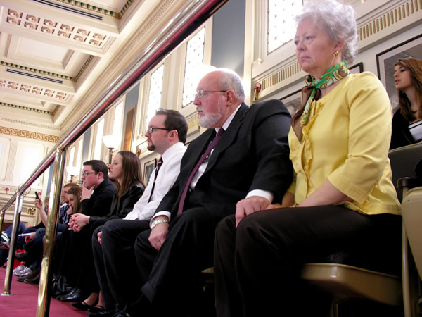 Members of the Swezey family watched from the gallery as Senate Bill 529 was introduced in the Senate Chamber on Tuesday. 