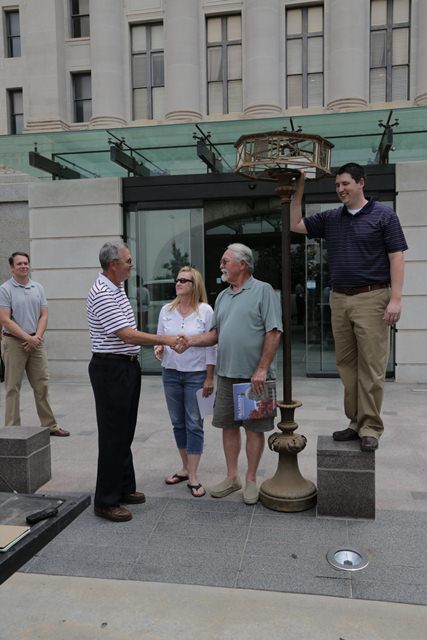 Senate President Pro Tempore Brian Bingman is pictured with Debbie and Coy Green, while Trait Thompson is pictured at right.  Senate Chief of Staff Randy Dowell is pictured at left.  