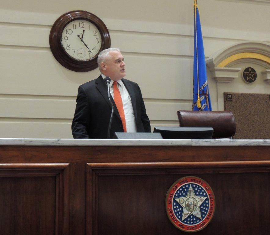 Sen. Mike Schulz, R-Altus, addresses the Oklahoma State Senate after his unanimous election as President Pro Tempore.  He is the first senator from western Oklahoma to lead the Senate in more than 50 years.