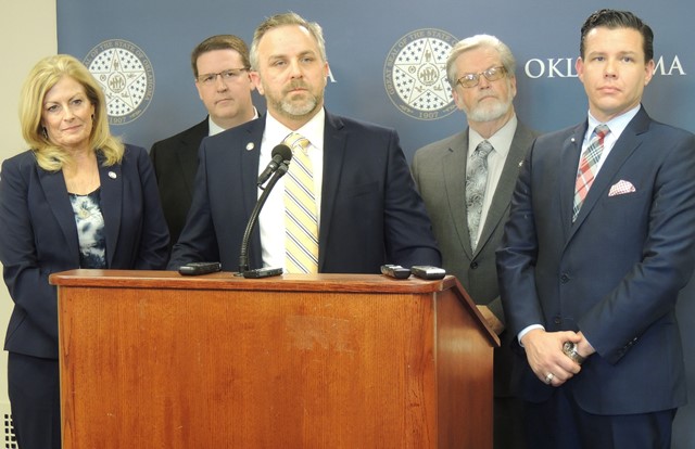 Senate Majority Floor Leader Kim David, Senate Health and Human Services Vice Chair Greg McCortney, Senate Pro Tem Greg Treat, Senate Appropriations Chairman Roger Thompson and Senate Majority Caucus Chairman Jason Smalley discuss prolife bill, budget an